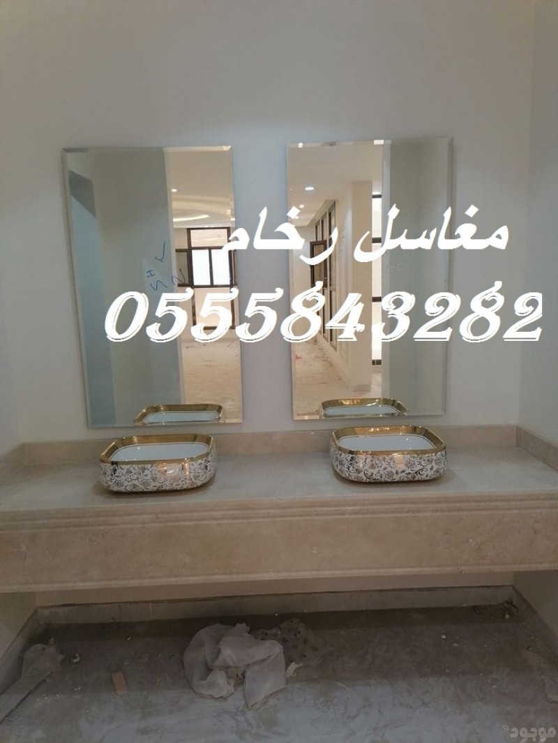مغاسل رخام , ديكورات حمامات فاخرة 